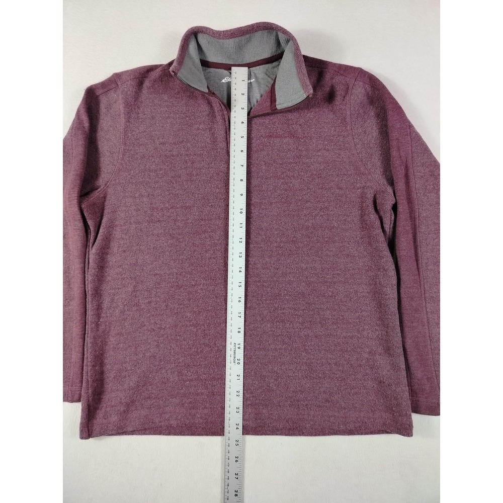 Eddie Bauer Sweater Mens Medium Purple 1/4 Zip Mock Neck Fleece Cabinecore - Picture 7 of 10